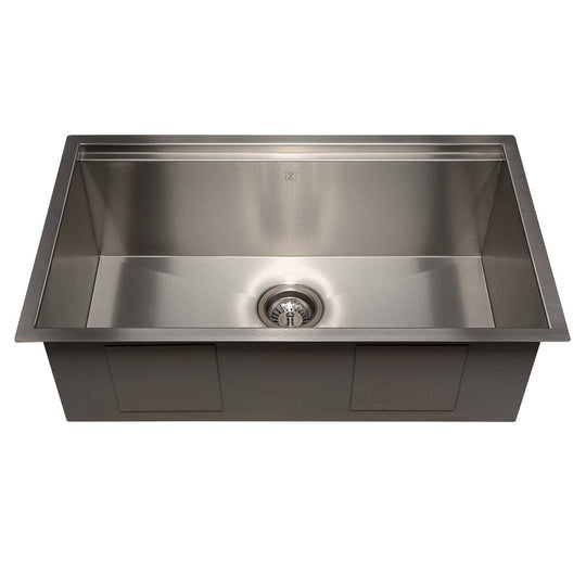 ZLINE 30 in. Garmisch Undermount Single Bowl Satin Stainless Steel Kitchen Sink with Bottom Grid and Accessories (SLS-30S)