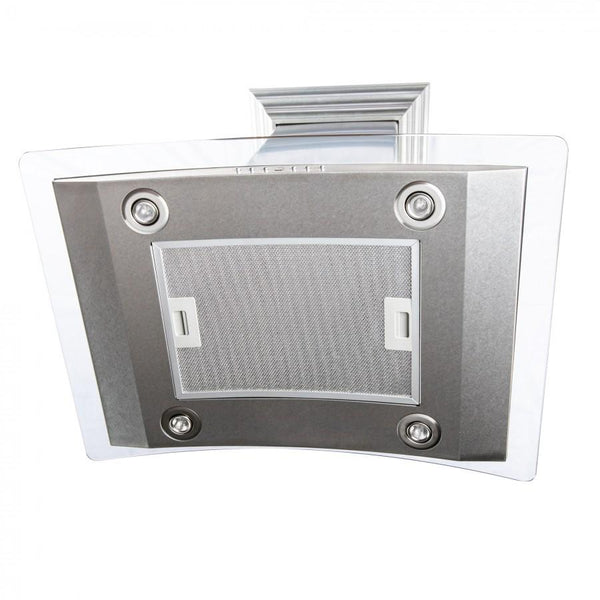ZLINE 30 in. Convertible Vent Island Mount Range Hood in Satin Stainless Steel and Glass (8GL14iS-30)