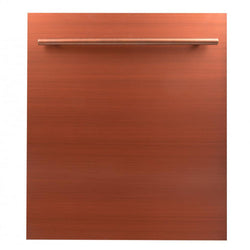 ZLINE 24 in. Top Control Dishwasher with Copper Panel and Modern Style Handle, 52dBa (DW-C-24) front, closed.