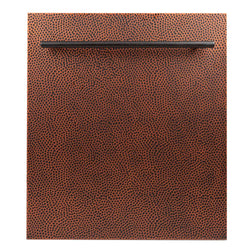 ZLINE 24 in. Top Control Dishwasher with Hand-Hammered Copper Panel and Modern Style Handle, 52dBa (DW-HH-24) front, closed.