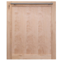 ZLINE 24 in. Top Control Dishwasher with Unfinished Wooden Panel and Modern Style Handle, 52dBa (DW-UF-24) front, closed.