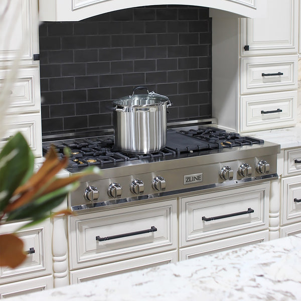 ZLINE 48 in. Legacy Gas Rangetop with 6 Brass Burners and Porcelain Cooktop in Stainless Steel (RT-BR-48)