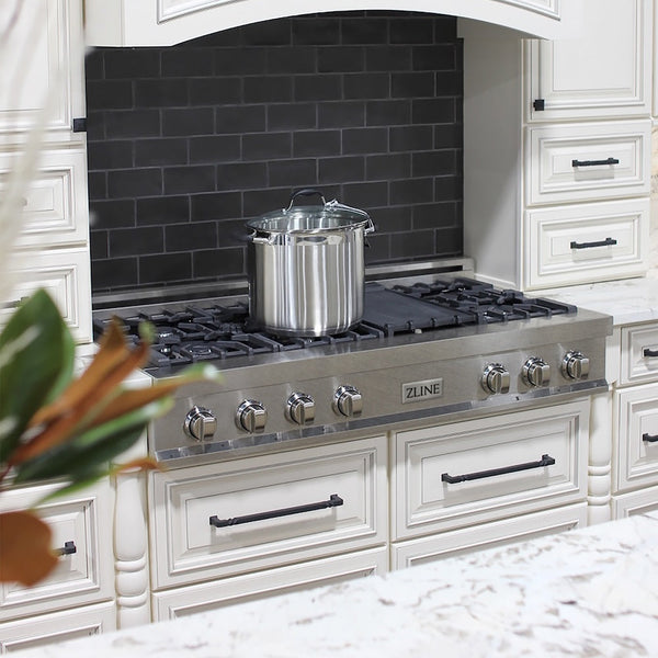 ZLINE 48 in. Legacy Gas Rangetop with 7 Burners and Porcelain Cooktop in Satin Stainless Steel, Open Box-Good Condition
