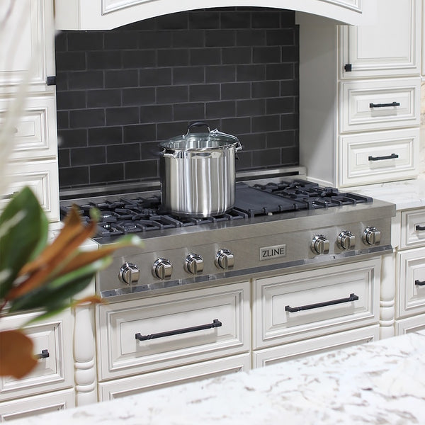 ZLINE 48 in. Legacy Gas Rangetop with 7 Burners and Porcelain Cooktop in Satin Stainless Steel, Open Box-Great Condition