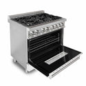 ZLINE 36 in. 4.6 cu. ft. Legacy Dual Fuel Range with 6 Burner Gas Cooktop and Electric Convection Oven in Stainless Steel and White Matte Door (RA-WM-36)