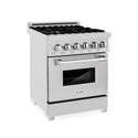 ZLINE 24 in. 2.8 cu. ft. Legacy Dual Fuel Range with Gas Cooktop and Electric Convection Oven in Satin Stainless Steel with 4 Brass Burners (RAS-SN-BR-24)