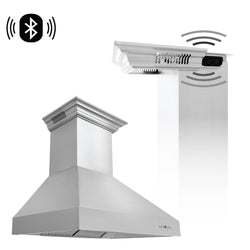 60" ZLINE CrownSound™Ducted Vent Wall Mount Range Hood in Stainless Steel with Built-in Bluetooth Speakers (667CRN-BT-60)