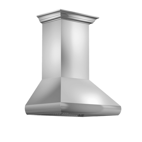 ZLINE 30" Professional Convertible Vent Wall Mount Range Hood in Stainless Steel with Crown Molding (587CRN-30)