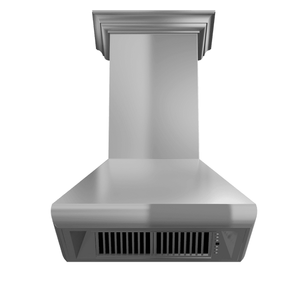 ZLINE 30" Professional Convertible Vent Wall Mount Range Hood in Stainless Steel with Crown Molding (587CRN-30)