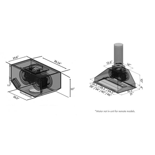 ZLINE 34" Remote Blower Ducted Range Hood Insert in Stainless Steel (721-RS-34-400)