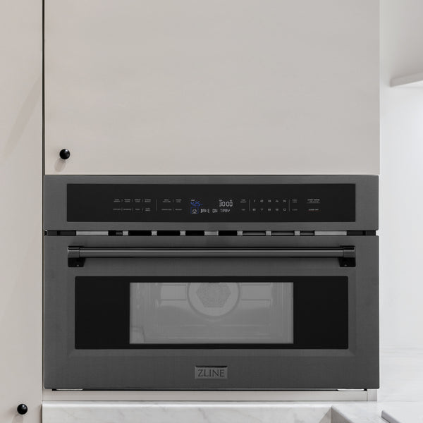 ZLINE 30 in. 1.6 cu ft. Built-in Convection Microwave Oven in Black Stainless Steel with Speed and Sensor Cooking, Open Box-Great Condition