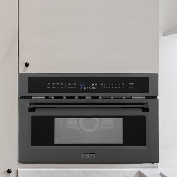 ZLINE 30 in. 1.6 cu ft. Built-in Convection Microwave Oven in Black Stainless Steel with Speed and Sensor Cooking, Open Box-Good Condition