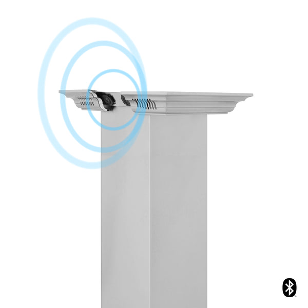 48" ZLINE CrownSound™Ducted Vent Island Mount Range Hood in Stainless Steel with Built-in Bluetooth Speakers (GL2iCRN-BT-48)