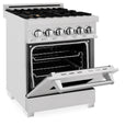 ZLINE 24 in. 2.8 cu. ft. Legacy Dual Fuel Range with Gas Cooktop and Electric Convection Oven in Satin Stainless Steel with 4 Brass Burners (RAS-SN-BR-24)