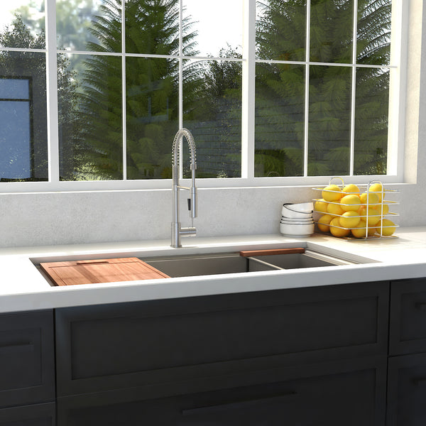 ZLINE 33 in. Garmisch Undermount Single Bowl Stainless Steel Kitchen Sink with Bottom Grid and Accessories (SLS-33)
