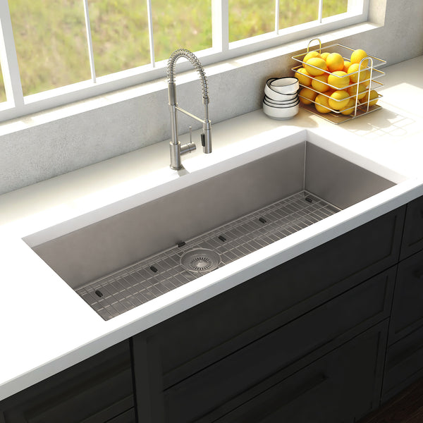 ZLINE 36 in. Meribel Undermount Single Bowl Stainless Steel Kitchen Sink with Bottom Grid (SRS-36)