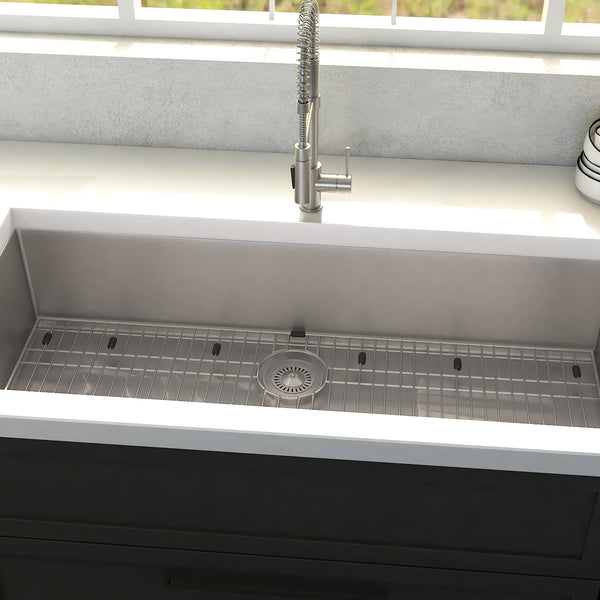 ZLINE 36 in. Meribel Undermount Single Bowl Stainless Steel Kitchen Sink with Bottom Grid (SRS-36)