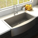 ZLINE 33 in. Vail Farmhouse Apron Mount Single Bowl Stainless Steel Kitchen Sink with Bottom Grid (SAS-33)