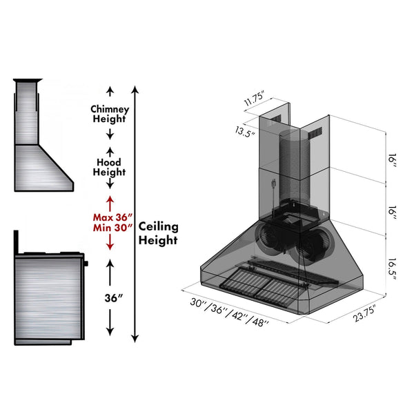 ZLINE 36 in. Wall Mount Range Hood in Stainless Steel (455-36)