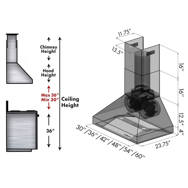 ZLINE 36 in. Professional Ducted Wall Mount Range Hood in Stainless Steel (667-36)