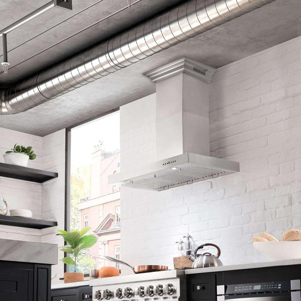 24" ZLINE CrownSound™Ducted Vent Wall Mount Range Hood in Stainless Steel with Built-in Bluetooth Speakers (KECRN-BT-24)
