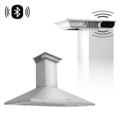 42" ZLINE CrownSound™Ducted Vent Wall Mount Range Hood in Stainless Steel with Built-in Bluetooth Speakers (KL2CRN-BT-42)