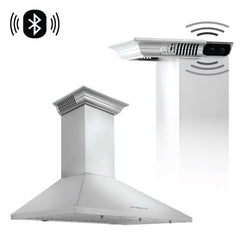 30" ZLINE CrownSound™Ducted Vent Wall Mount Range Hood in Stainless Steel with Built-in Bluetooth Speakers (KL2CRN-BT-30)