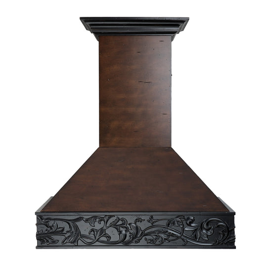 ZLINE 36 in. Wooden Wall Mount Range Hood in Antigua and Walnut - Includes Remote Motor (373AW-RD-36)