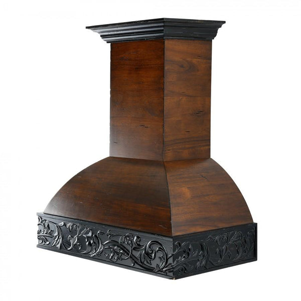 ZLINE 36 in. Ducted Wooden Wall Mount Range Hood with Dual Remote Blower in Antigua and Walnut (393AR-RD-36)