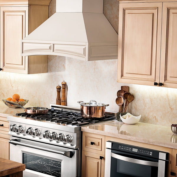 ZLINE 30 in. Ducted Wooden Wall Mount Range Hood with Dual Remote Blower in Cottage White (321TT-RD-30)