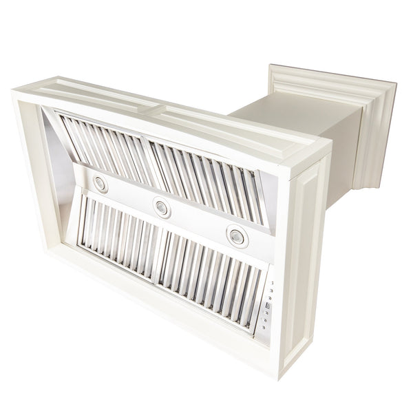 ZLINE 30 in. Ducted Wooden Wall Mount Range Hood with Dual Remote Blower in Cottage White (321TT-RD-30)