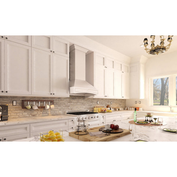 ZLINE 30 in. Ducted Wooden Wall Mount Range Hood with Dual Remote Blower in Cottage White (321TT-RD-30)