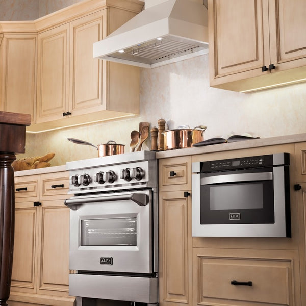 ZLINE 30 in. Ducted Wooden Wall Mount Range Hood in Cottage White (KBTT-30)