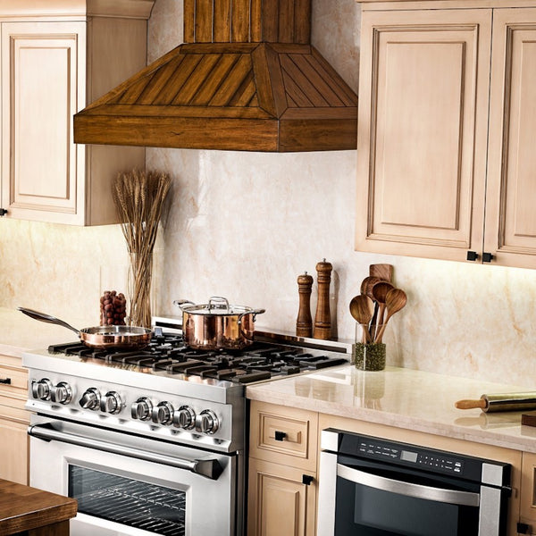 ZLINE 30" Wooden Convertible Vent Wall Mount Range Hood in Rustic Light Finish - Includes Motor (KPLL-30)