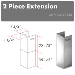 ZLINE 2-36" Chimney Extensions for 10 ft. to 12 ft. Ceilings (2PCEXT-8654ST)