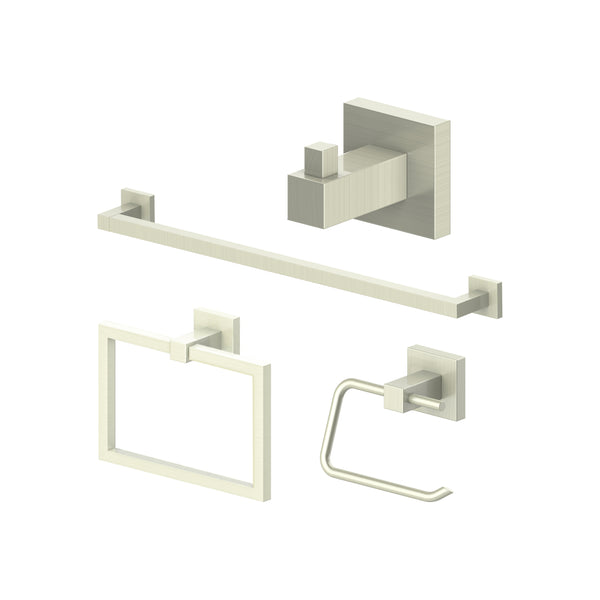 ZLINE Bliss Bathroom Package with Towel Rail, Hook, Ring and Toilet Paper Holder in Brushed Nickel