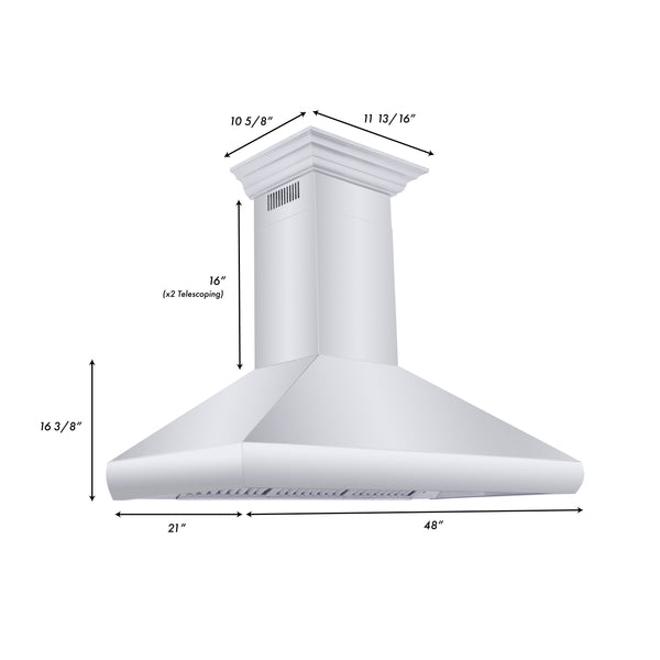 ZLINE Professional Convertible Vent Wall Mount Range Hood in Stainless Steel with Crown Molding (587CRN)