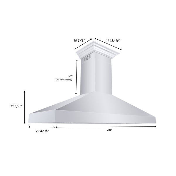 ZLINE Professional Convertible Vent Wall Mount Range Hood in Stainless Steel with Crown Molding (587CRN)