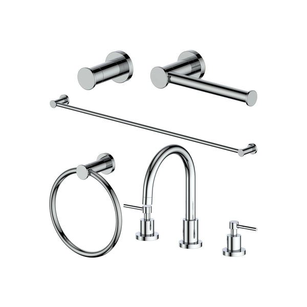 5 Piece Bathroom Faucet and Accessory Bundle(5BP-EMBYACCF-CH)