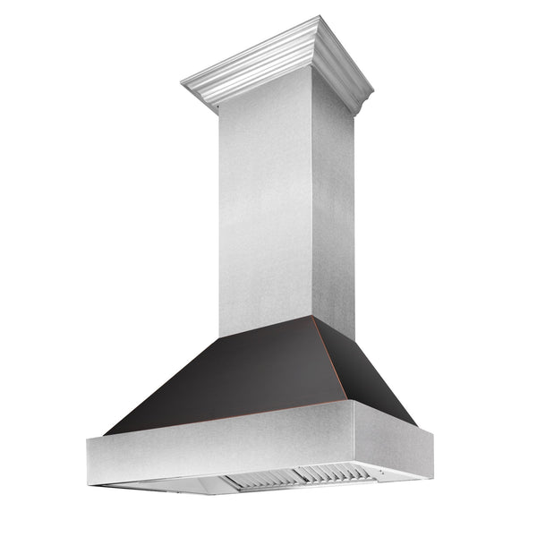 ZLINE Ducted DuraSnow Stainless Steel Range Hood with Oil Rubbed Bronze Shell (8654ORB)