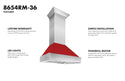 ZLINE Ducted DuraSnow Stainless Steel Range Hood with Red Matte Shell (8654RM)