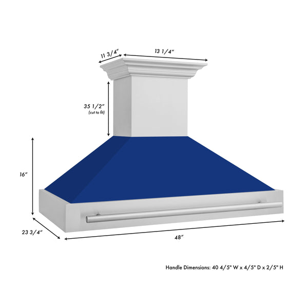 ZLINE 48 in. DuraSnow Stainless Steel Range Hood with Colored Shell Options (8654SNX-48)