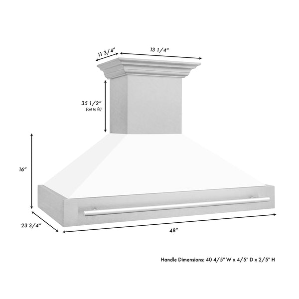 ZLINE 48 in. DuraSnow Stainless Steel Range Hood with Colored Shell Options (8654SNX-48)