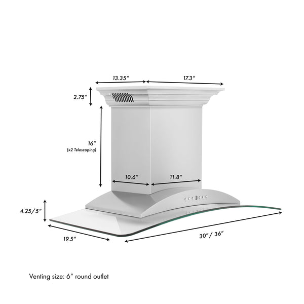 ZLINE Ducted Vent Wall Mount Range Hood in Stainless Steel with Built-in ZLINE CrownSound Bluetooth Speakers (KNCRN-BT)