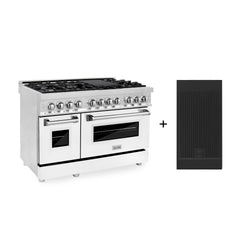 ZLINE 48 in. 6.0 cu. ft. Legacy Dual Fuel Range with 7 Burner Gas Cooktop and 2 Electric Ovens in Stainless Steel with Griddle and White Matte Doors (RA-WM-GR-48)