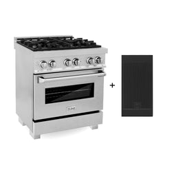 ZLINE 30 in. 4.0 cu. ft. Legacy Dual Fuel Range with 4 Burner Gas Cooktop and Electric Convection Oven in DuraSnow® Stainless Steel with Griddle (RAS-SN-GR-30)