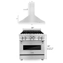 ZLINE 30 in. Kitchen Package with Stainless Steel Gas Range and Convertible Vent Range Hood (2KP-RGRH30)