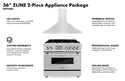 ZLINE 36 in. Kitchen Package with Stainless Steel Dual Fuel Range and Convertible Vent Range Hood (2KP-RARH36)
