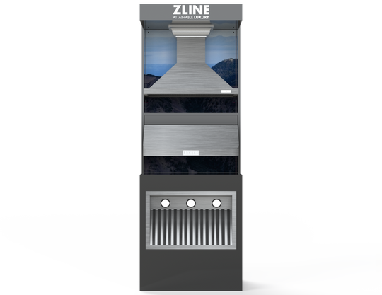 ZLINE Hood Stack with a stainless steel wall mount range hood, range hood insert, and stainless steel under-cabinet (VND-HD-STK)