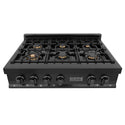 ZLINE 36" Porcelain Gas Stovetop in Black Stainless Steel with 6 Gas Brass Burners (RTB-36)